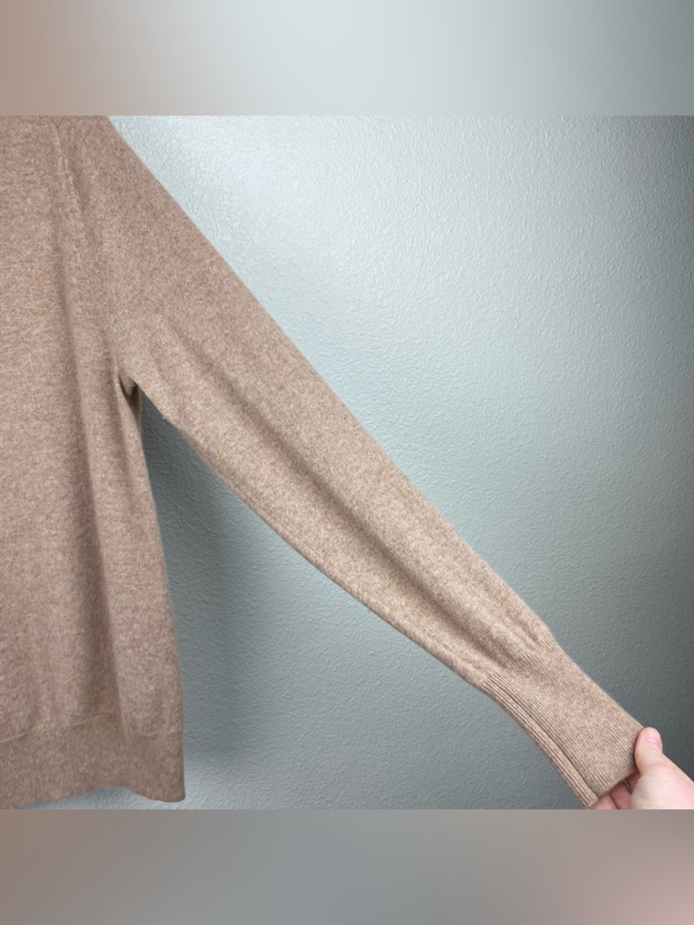 Sandro Women's XS Cashmere Sweatshirt Crewneck Sweater Camel Light Brown Luxury - Picture 13 of 15